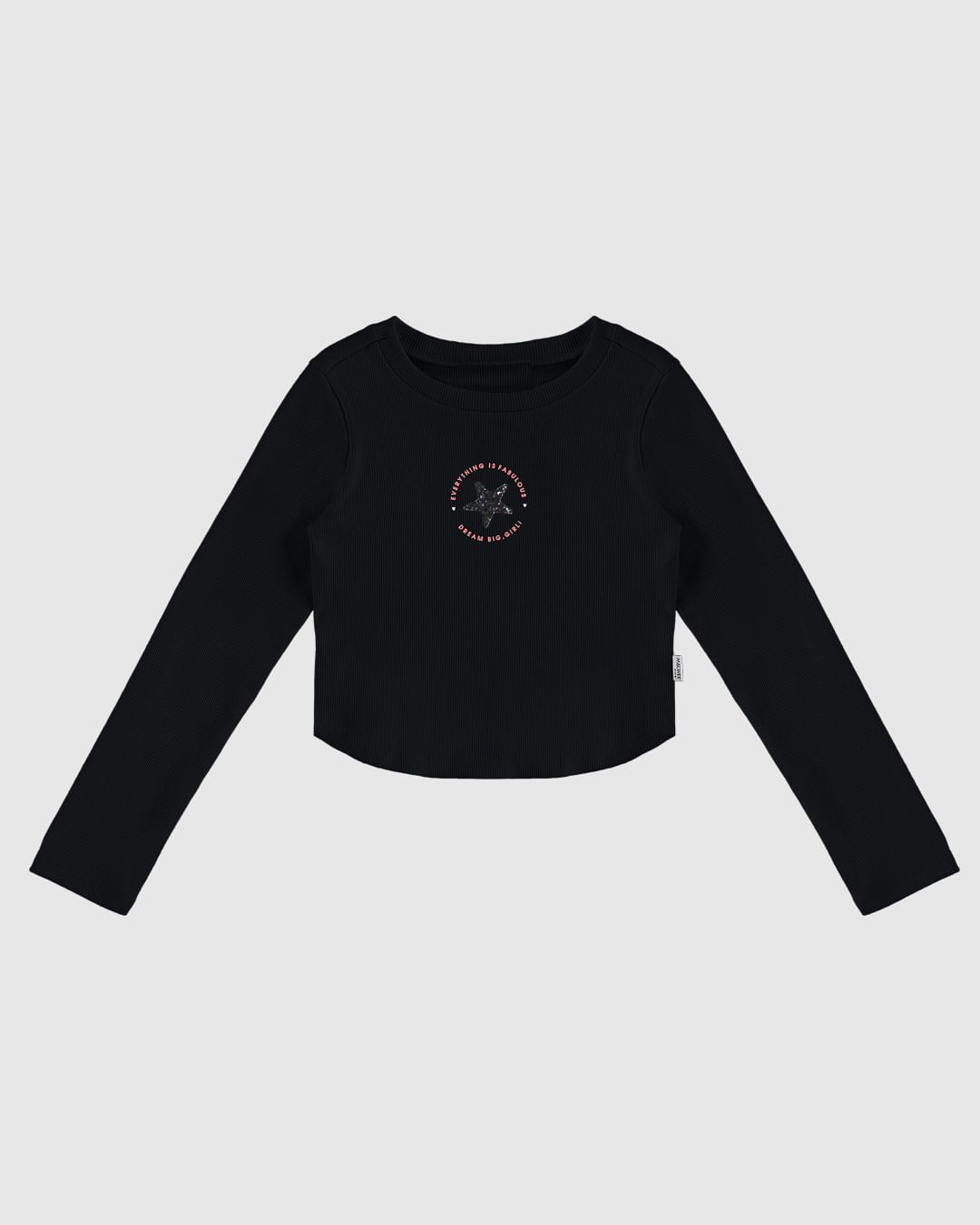 Blusa Infantil Menina Cropped Manga Longa Em Ribana Malwee Kids - Imagem 7