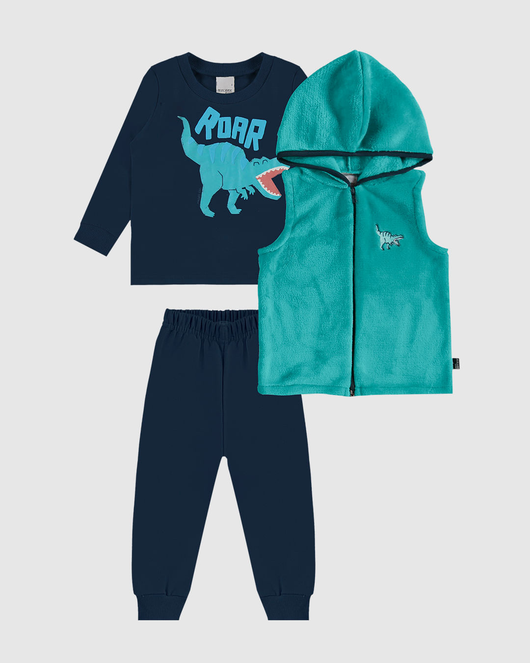 Conjunto Infantil Menino 3 Peças Colete + Camiseta + Calça Malwee Kids - Imagem 2