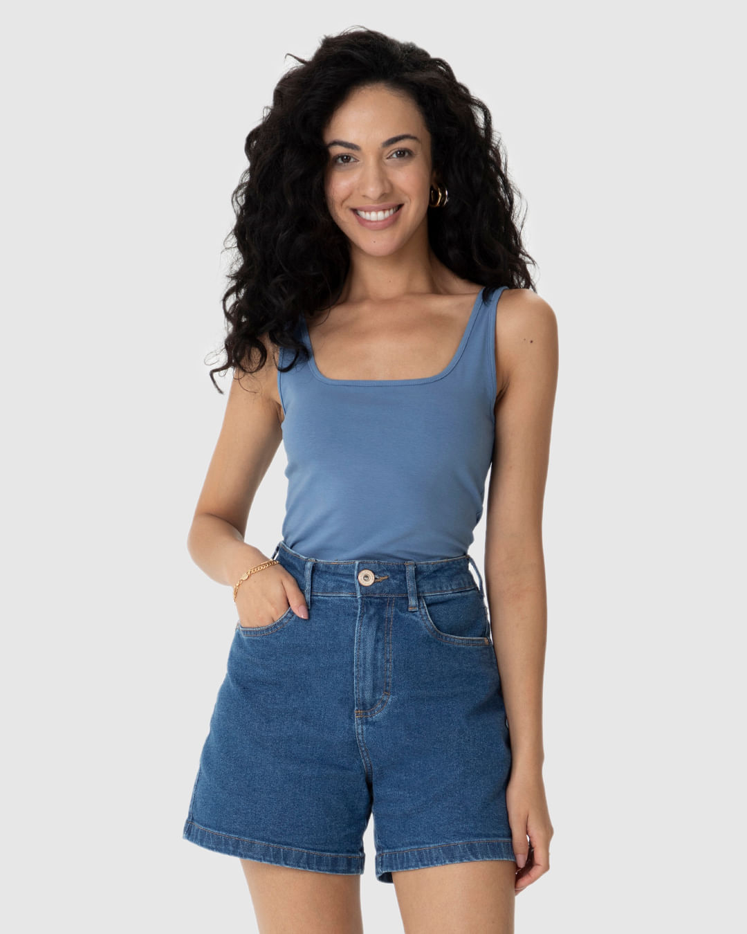 Regata Básica Feminina Alça Média Em Algodão