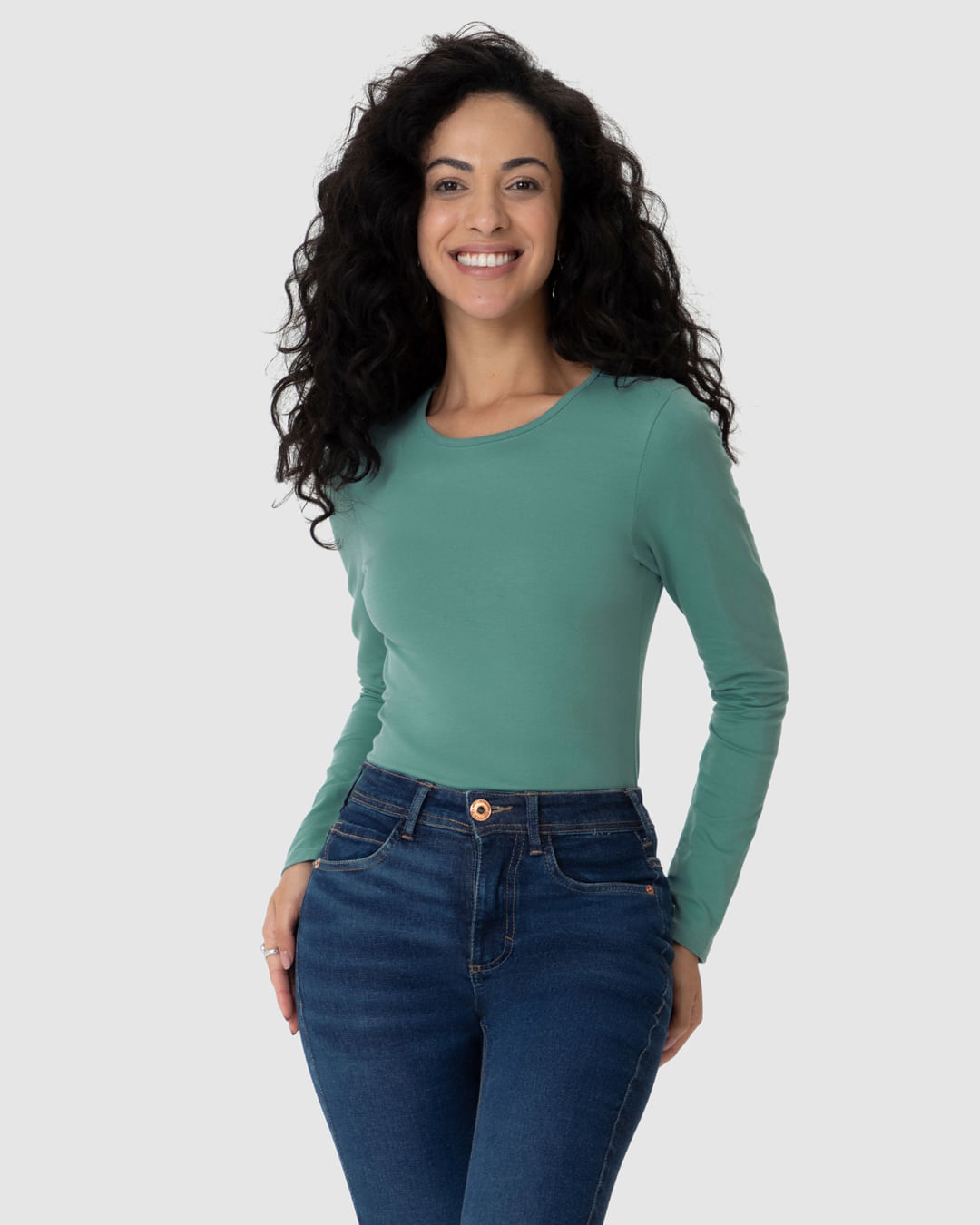 Blusa Básica Feminina Decote Redondo Em Algodão