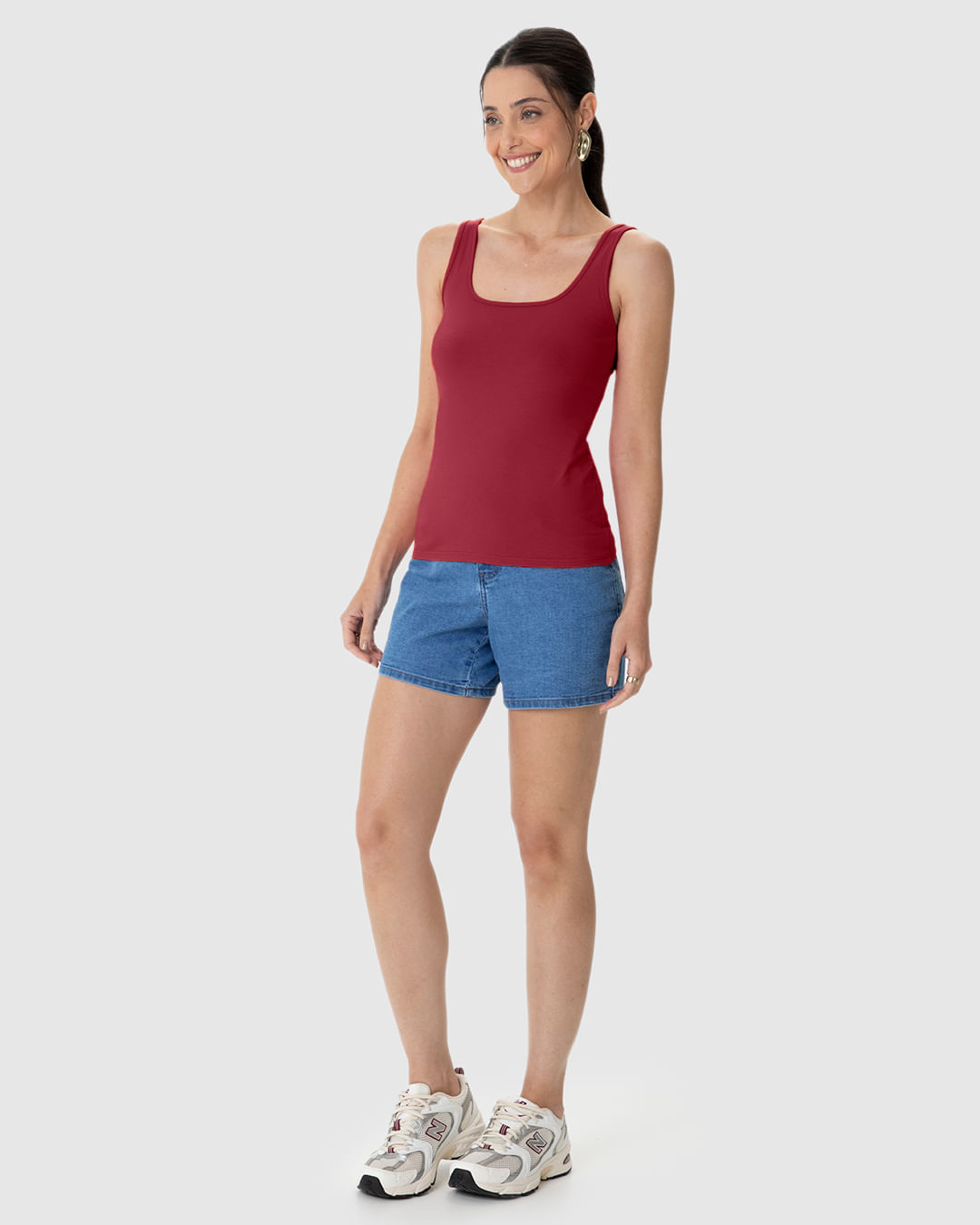 Regata Básica Feminina Alça Média Em Algodão - Imagem 17