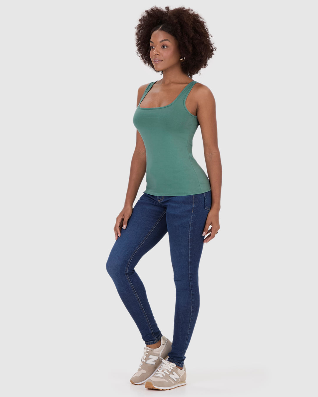 Regata Básica Feminina Alça Média Em Algodão - Imagem 7