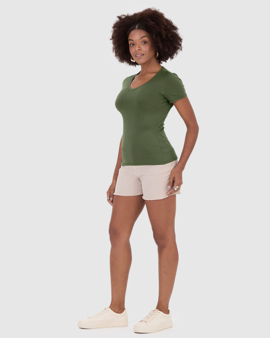Blusa Básica Feminina Decote V Em Algodão - Imagem 22