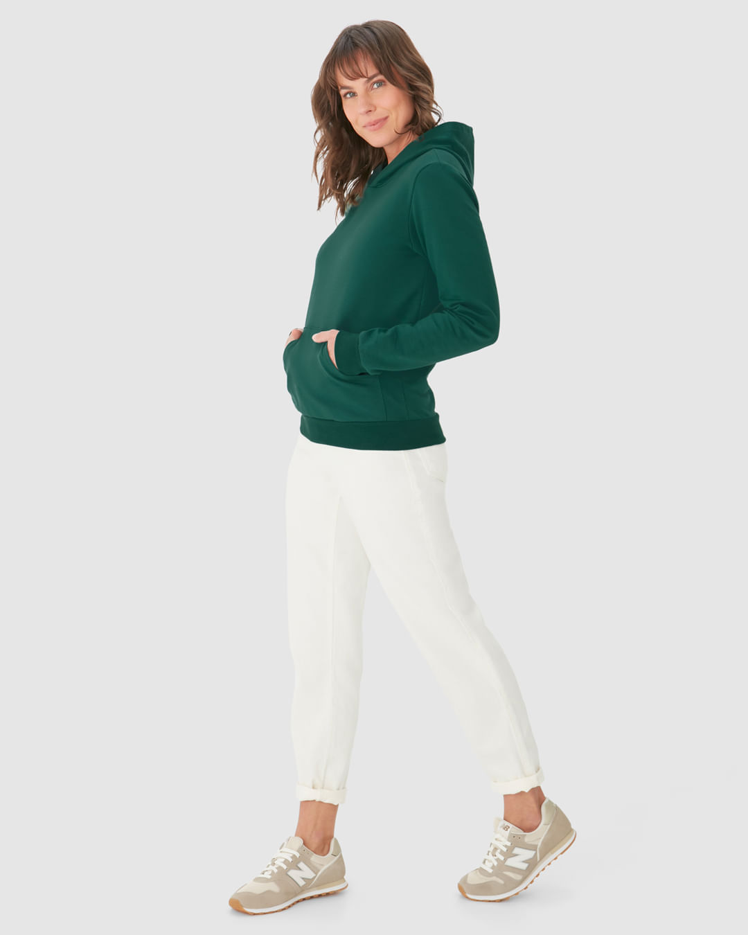 Blusão Básico Feminino Com Capuz Moletom Stretch Flanelado - Imagem 17