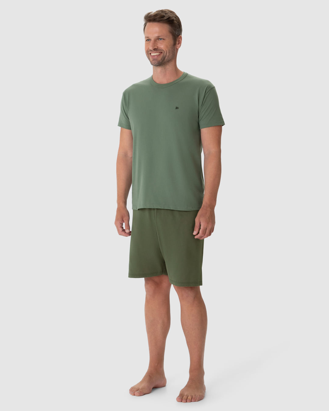 Pijama Masculino Camiseta Decote Redondo Manga Curta Em Algodão - Imagem 12