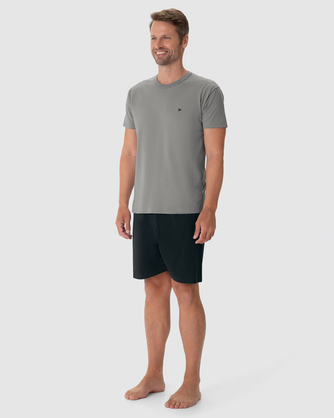 Pijama Masculino Camiseta Decote Redondo Manga Curta Em Algodão - Imagem 17