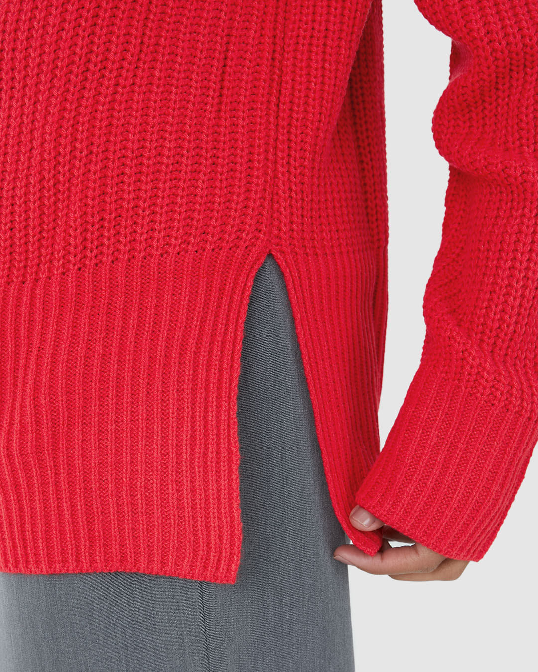 Blusão Feminino Gola Alta Fenda Lateral Em Tricô - Imagem 13