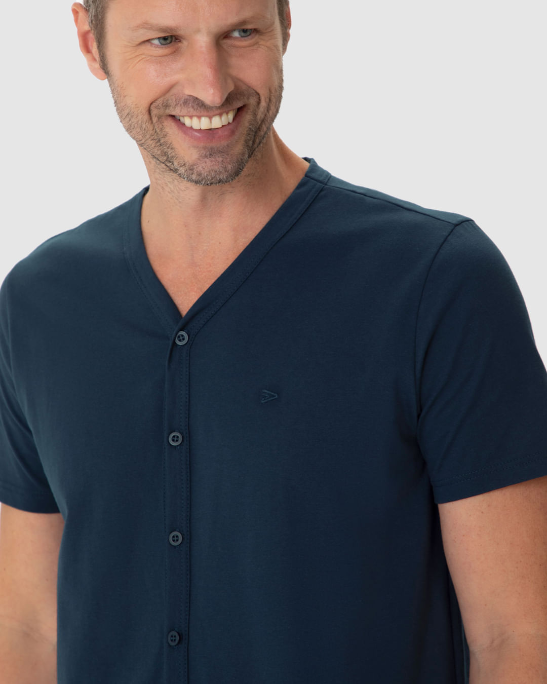 Pijama Masculino Camiseta Abertura Por Botões Em Algodão - Imagem 3