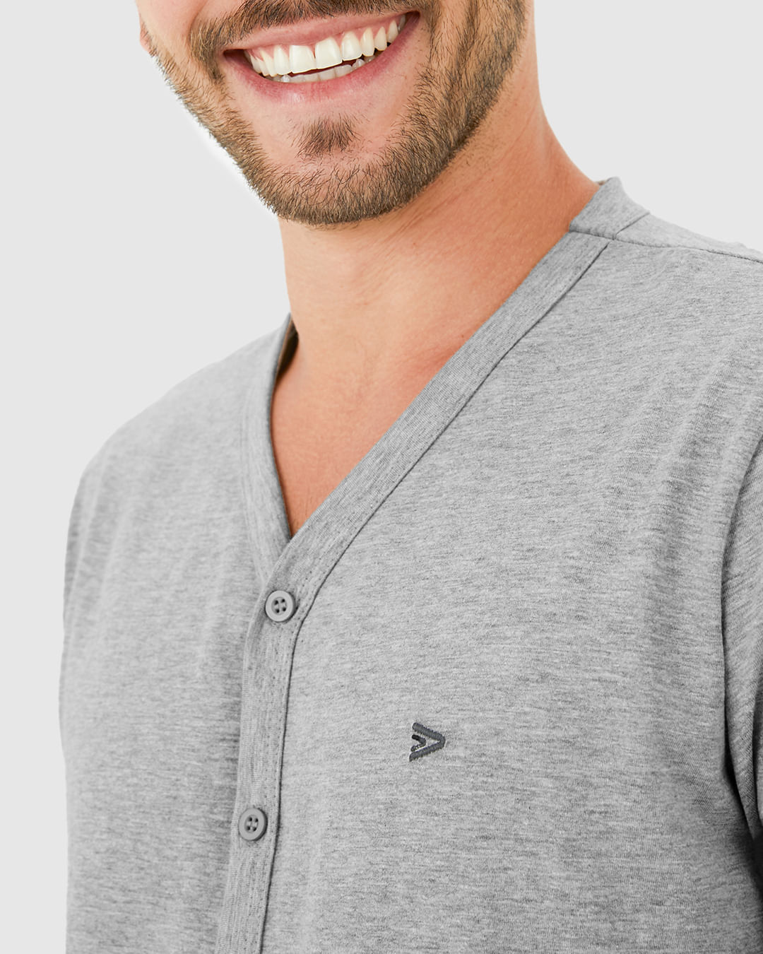 Pijama Masculino Camiseta Abertura Por Botões Em Algodão - Imagem 8