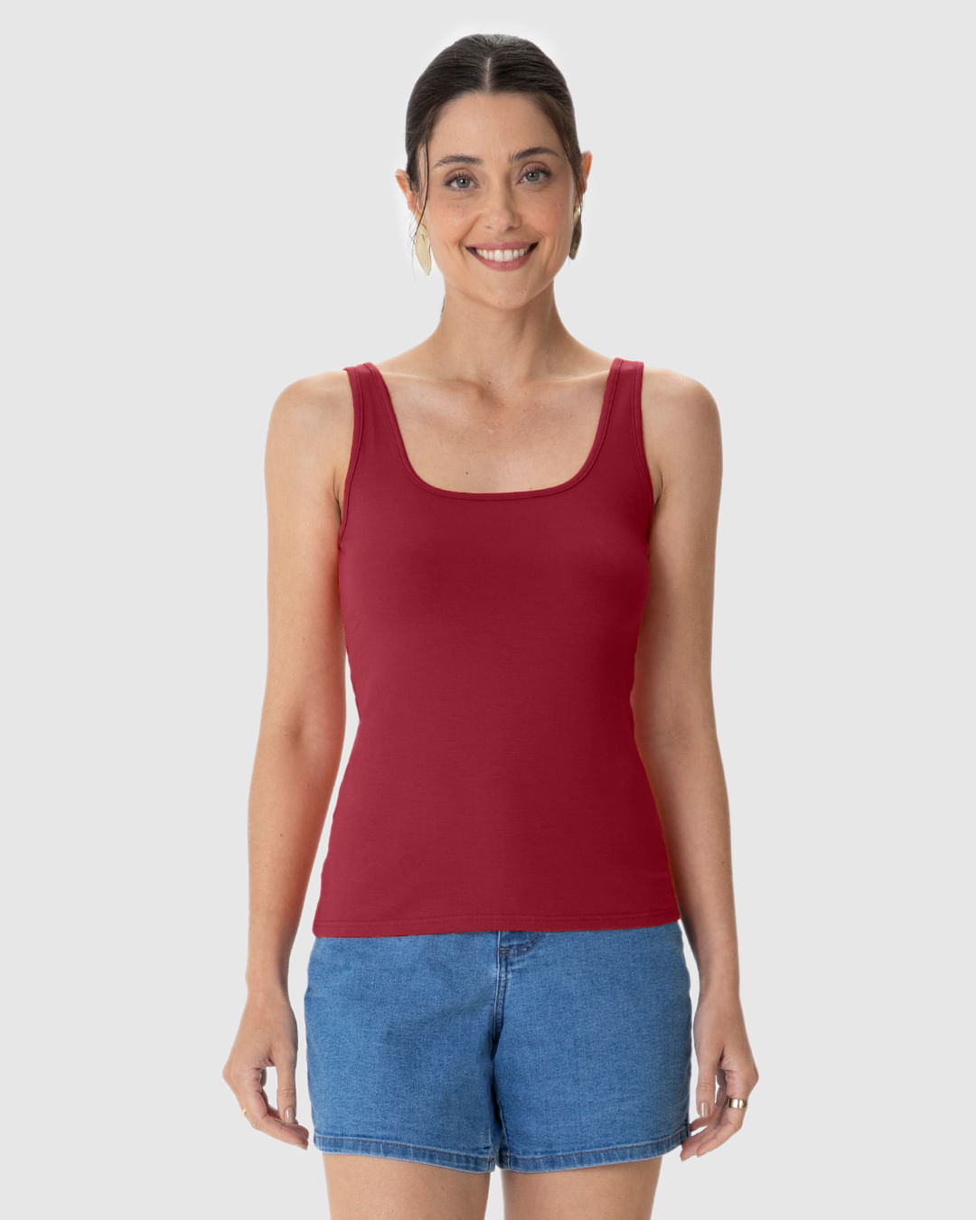 Regata Básica Feminina Alça Média Em Algodão - Imagem 4