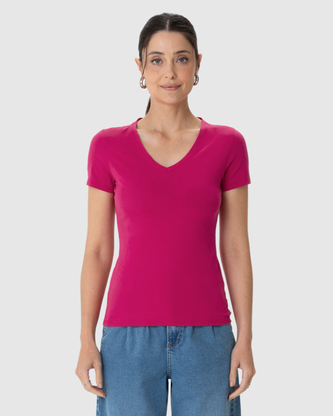 Blusa Básica Feminina Decote V Em Algodão - Imagem 24