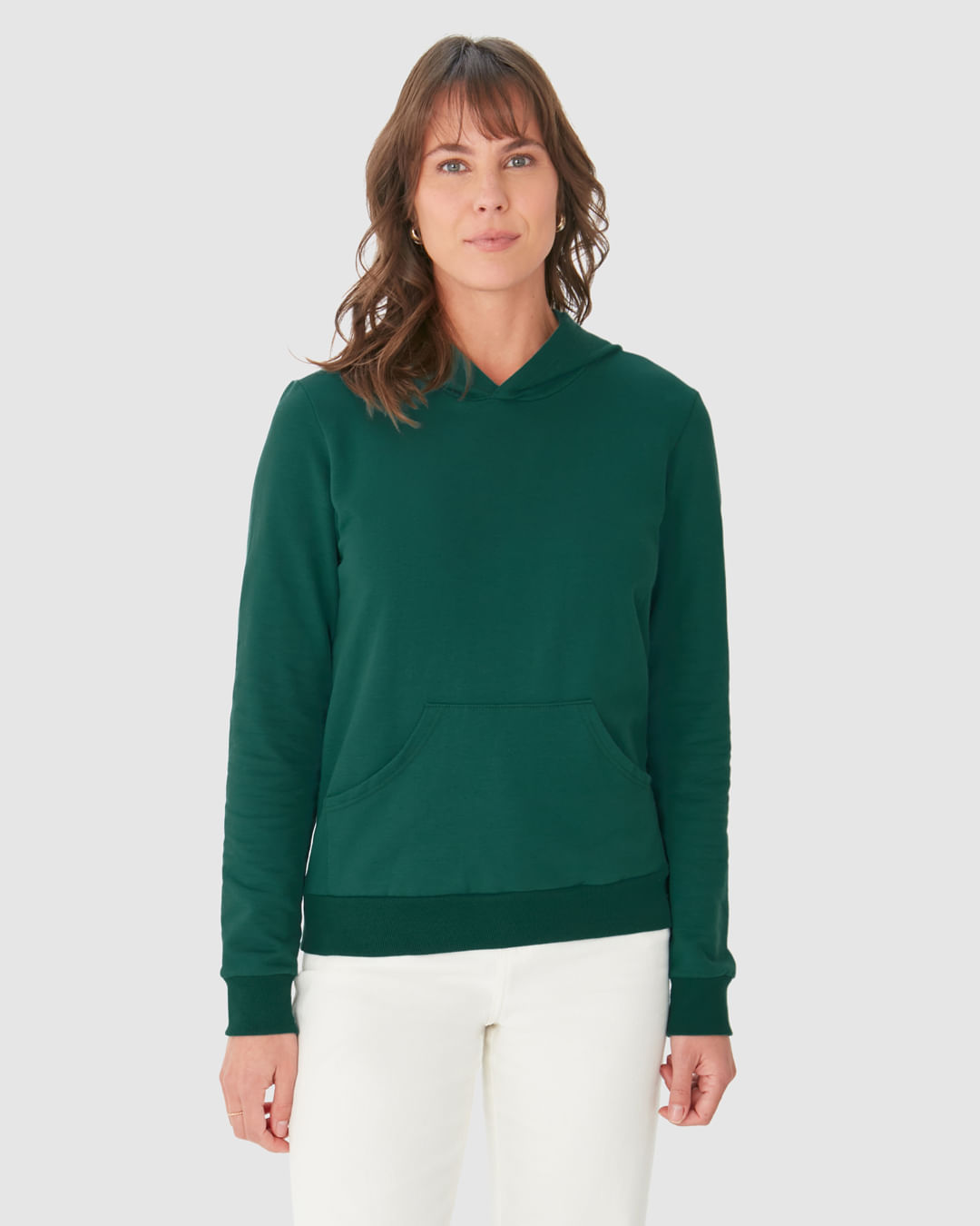 Blusão Básico Feminino Com Capuz Moletom Stretch Flanelado - Imagem 19