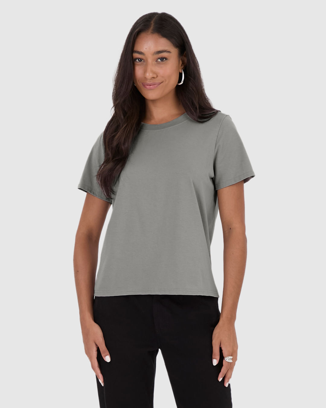 Blusa Básica Feminina Decote Redondo Com Pesponto Em Algodão - Imagem 9