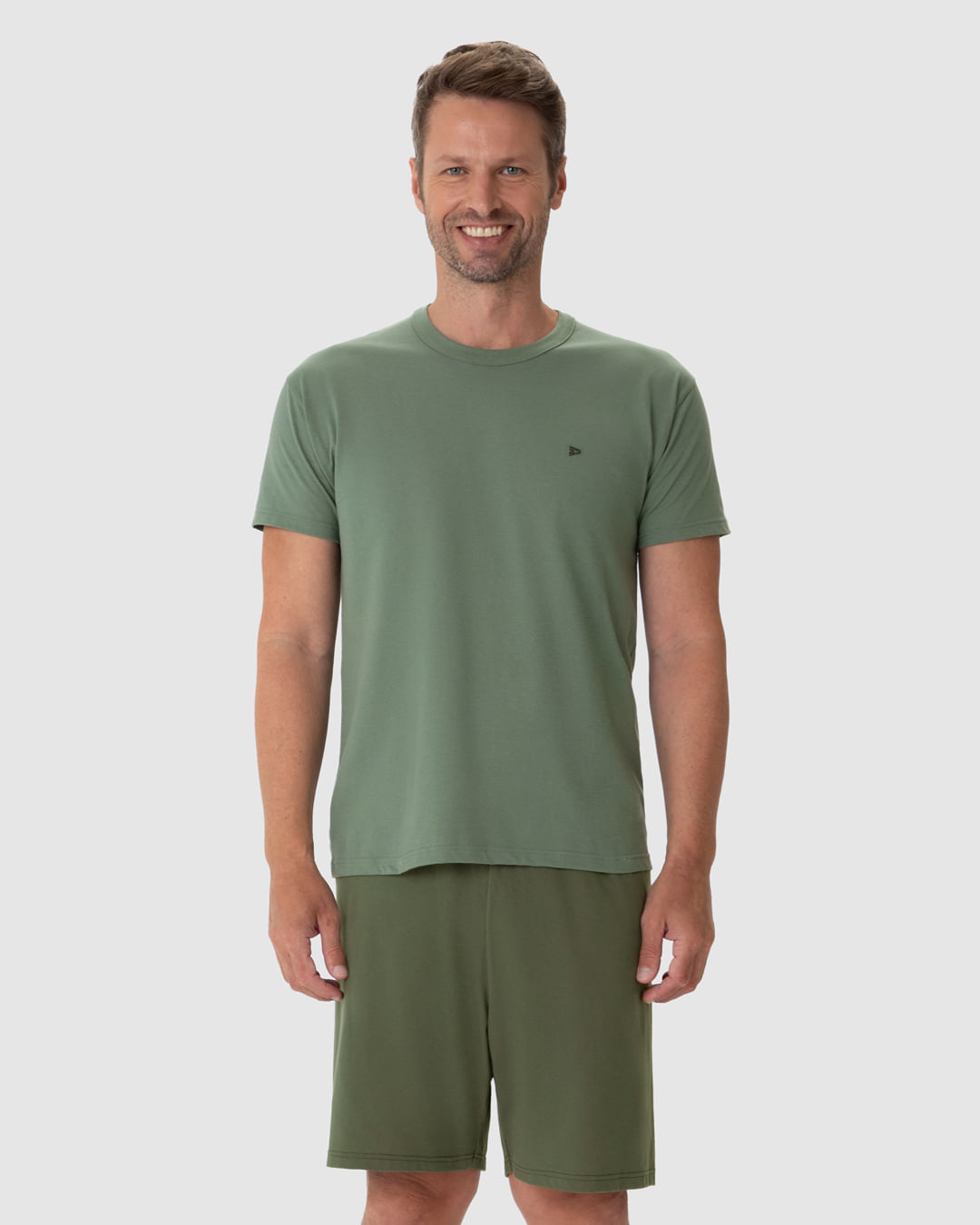 Pijama Masculino Camiseta Decote Redondo Manga Curta Em Algodão - Imagem 14