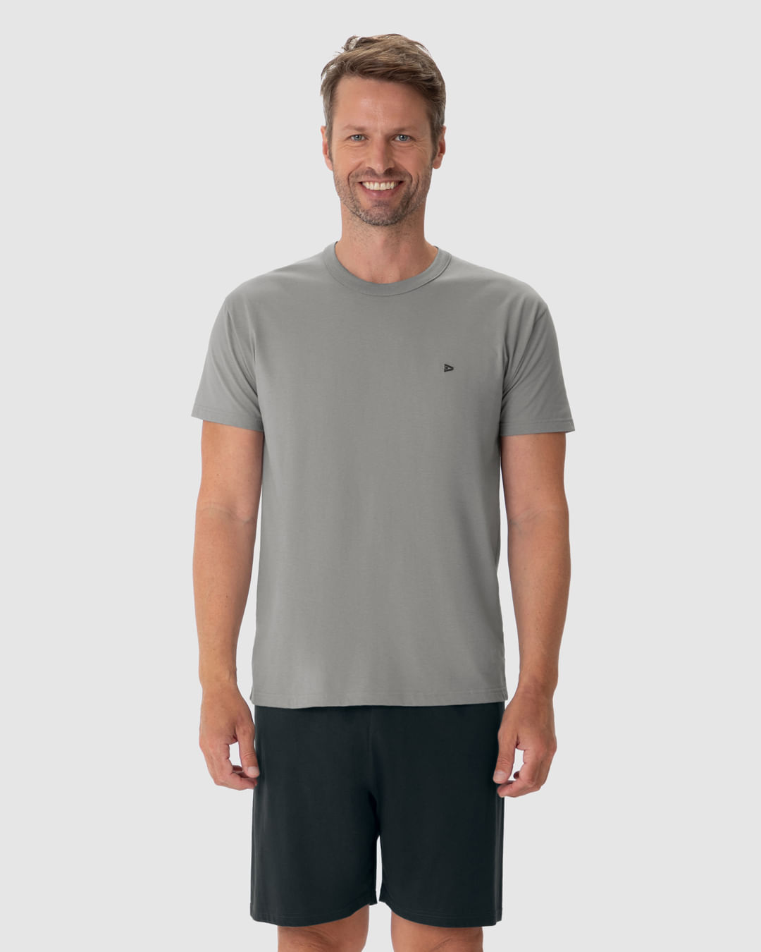 Pijama Masculino Camiseta Decote Redondo Manga Curta Em Algodão - Imagem 9