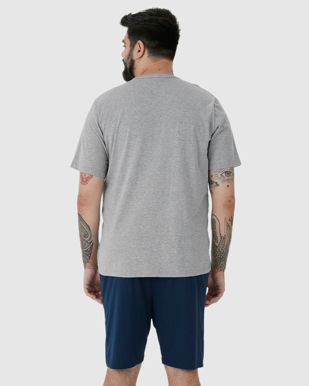 Pijama Masculino Plus Size Camiseta Manga Curta Sleep Mode Em Algodão - Imagem 20