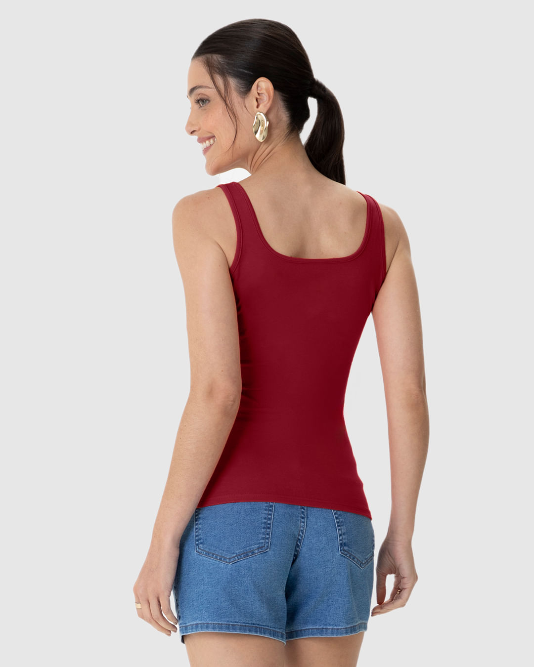 Regata Básica Feminina Alça Média Em Algodão - Imagem 15