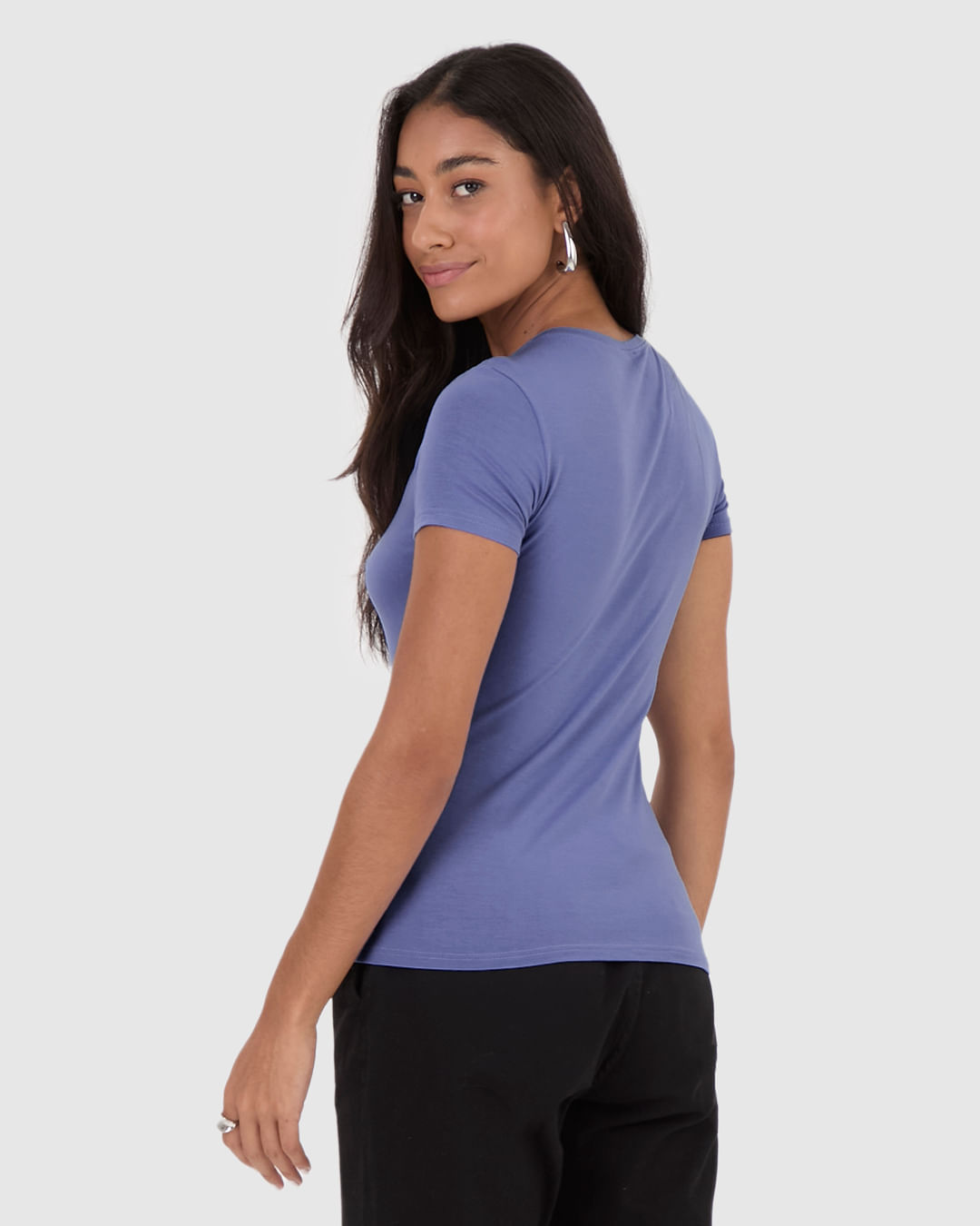 Blusa Básica Feminina Decote V Em Viscose Stretch - Imagem 30