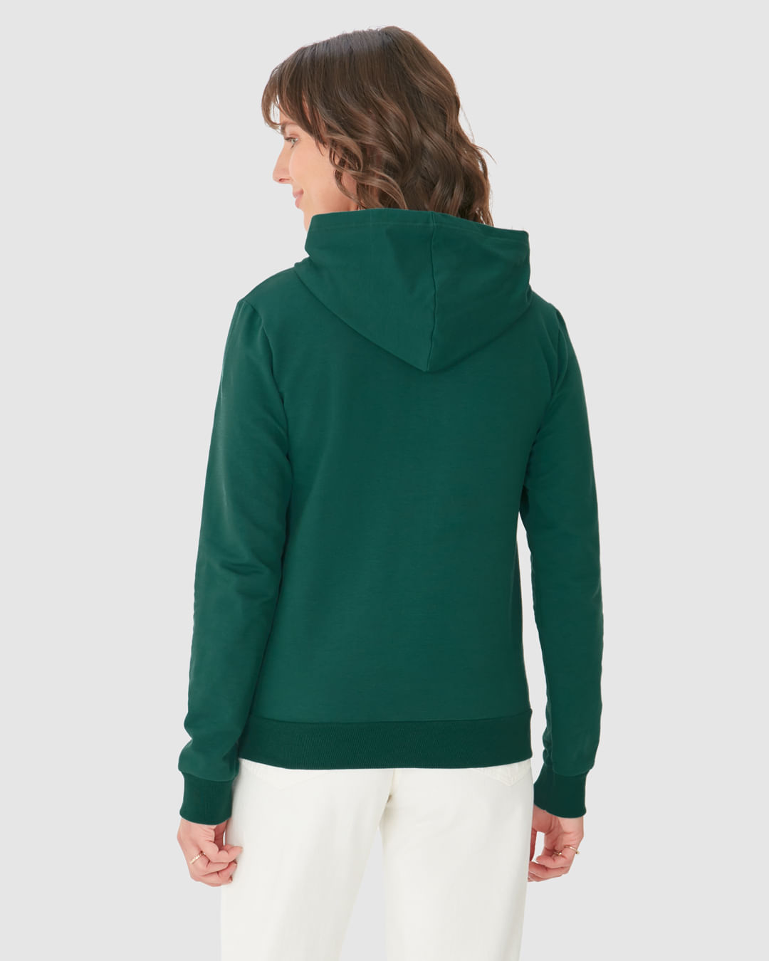Blusão Básico Feminino Com Capuz Moletom Stretch Flanelado - Imagem 10