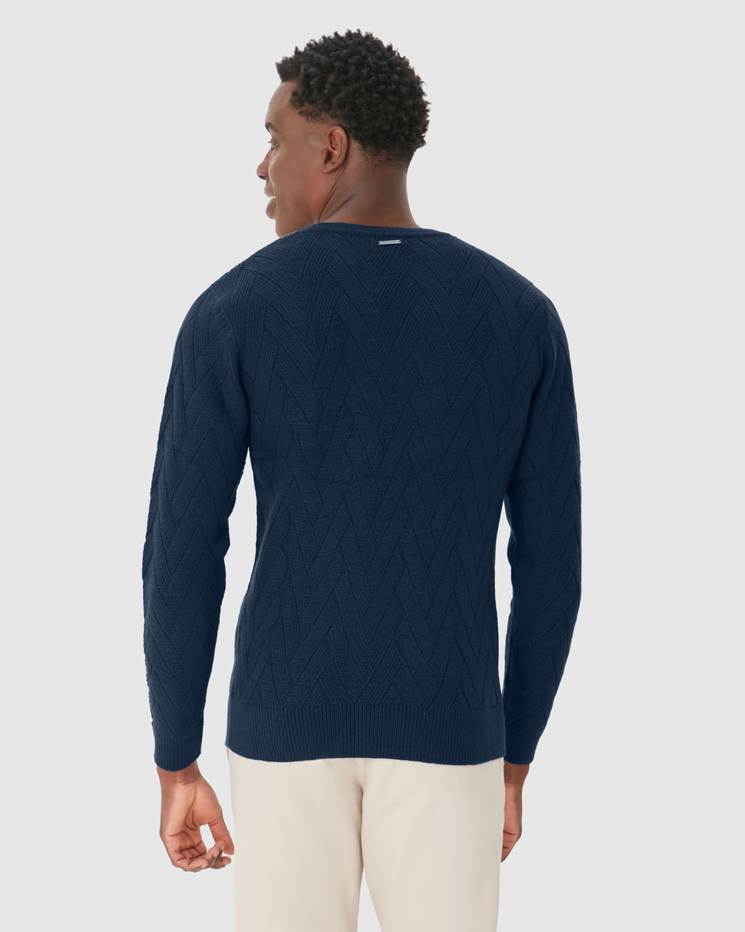 Suéter Masculino Gola Redonda Manga Longa Em Tricô Texturizado - Imagem 15