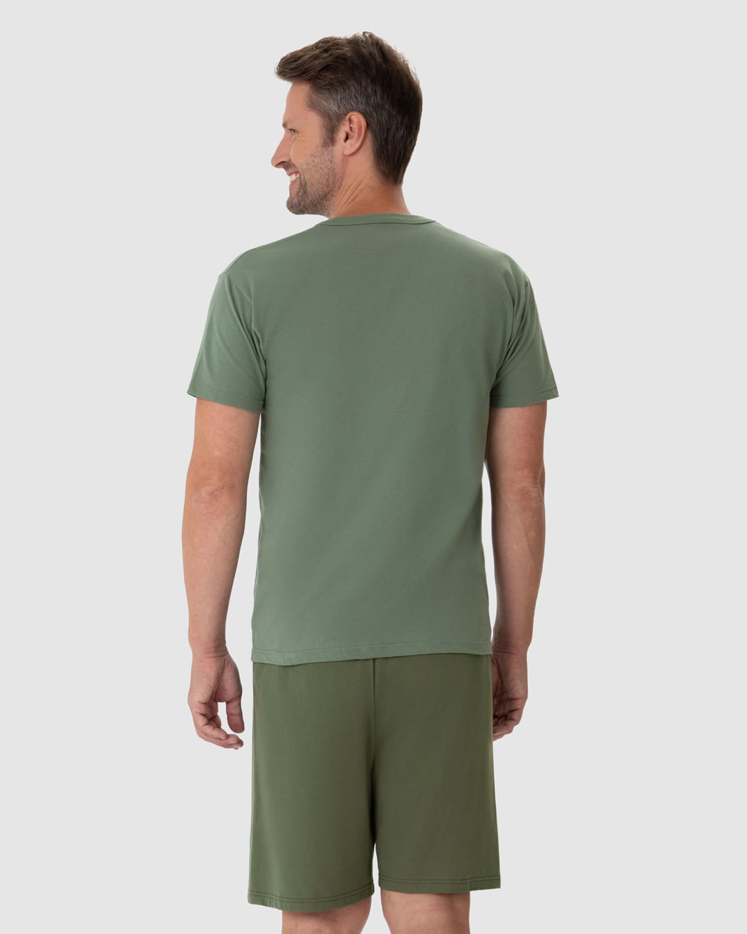Pijama Masculino Camiseta Decote Redondo Manga Curta Em Algodão - Imagem 15