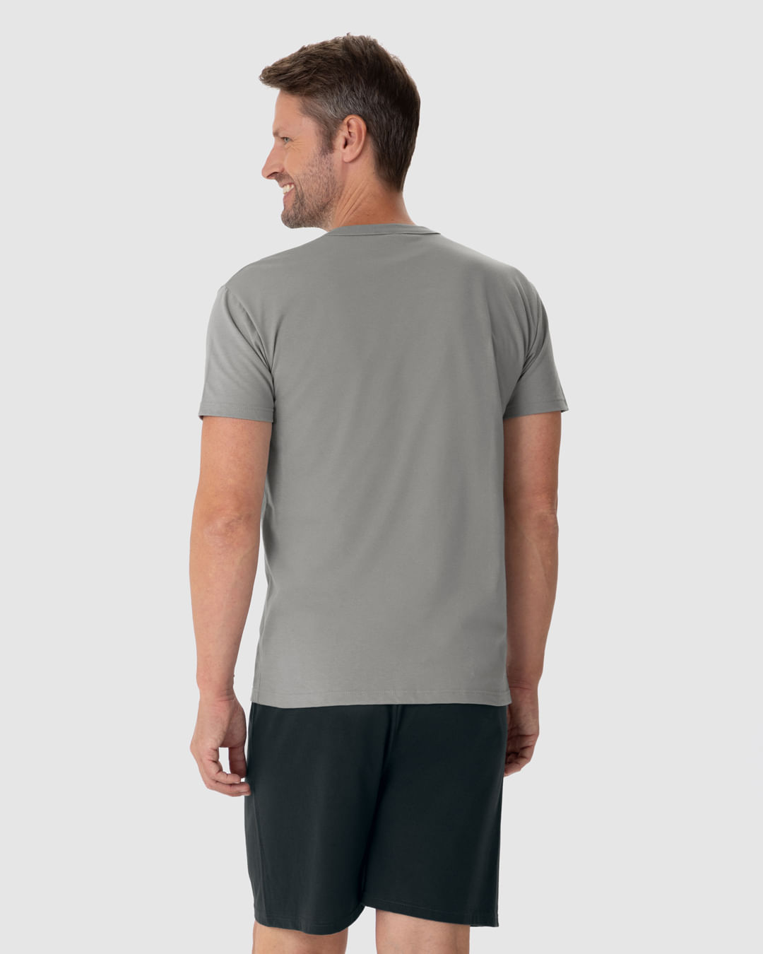 Pijama Masculino Camiseta Decote Redondo Manga Curta Em Algodão - Imagem 20