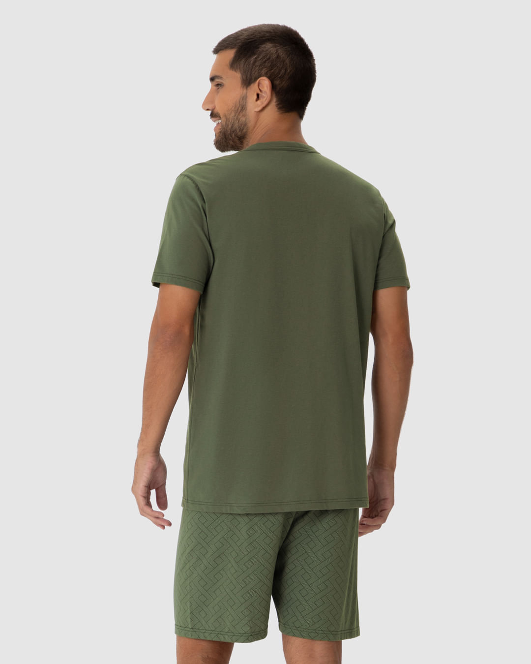 Pijama Masculino Camiseta Abertura Por Botões Em Algodão - Imagem 5