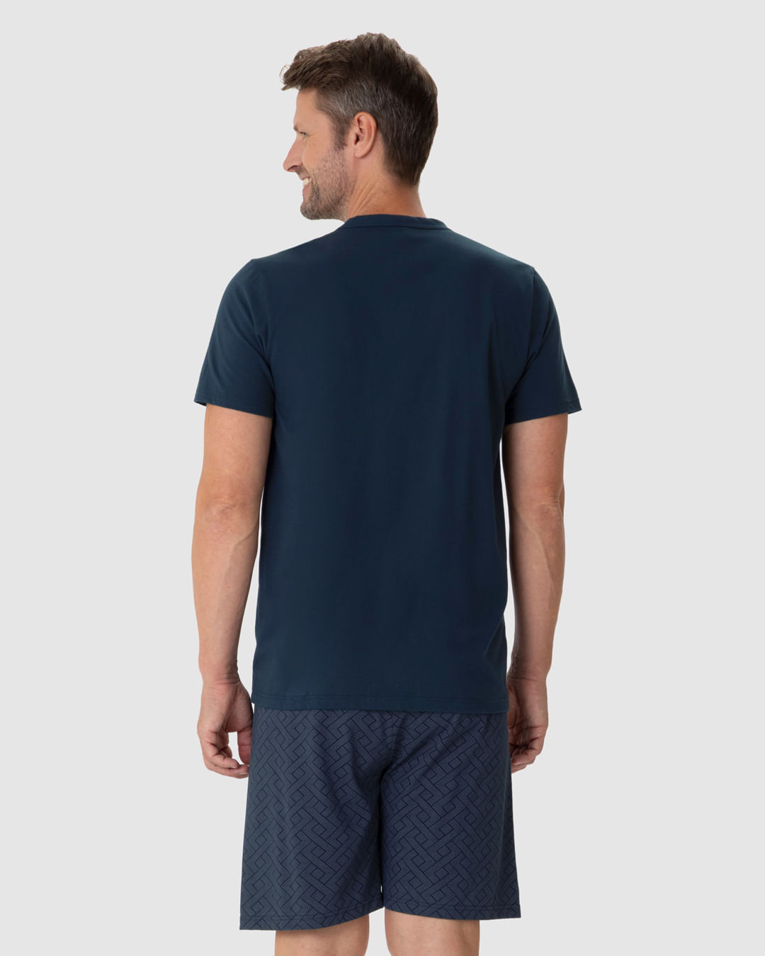 Pijama Masculino Camiseta Abertura Por Botões Em Algodão - Imagem 5