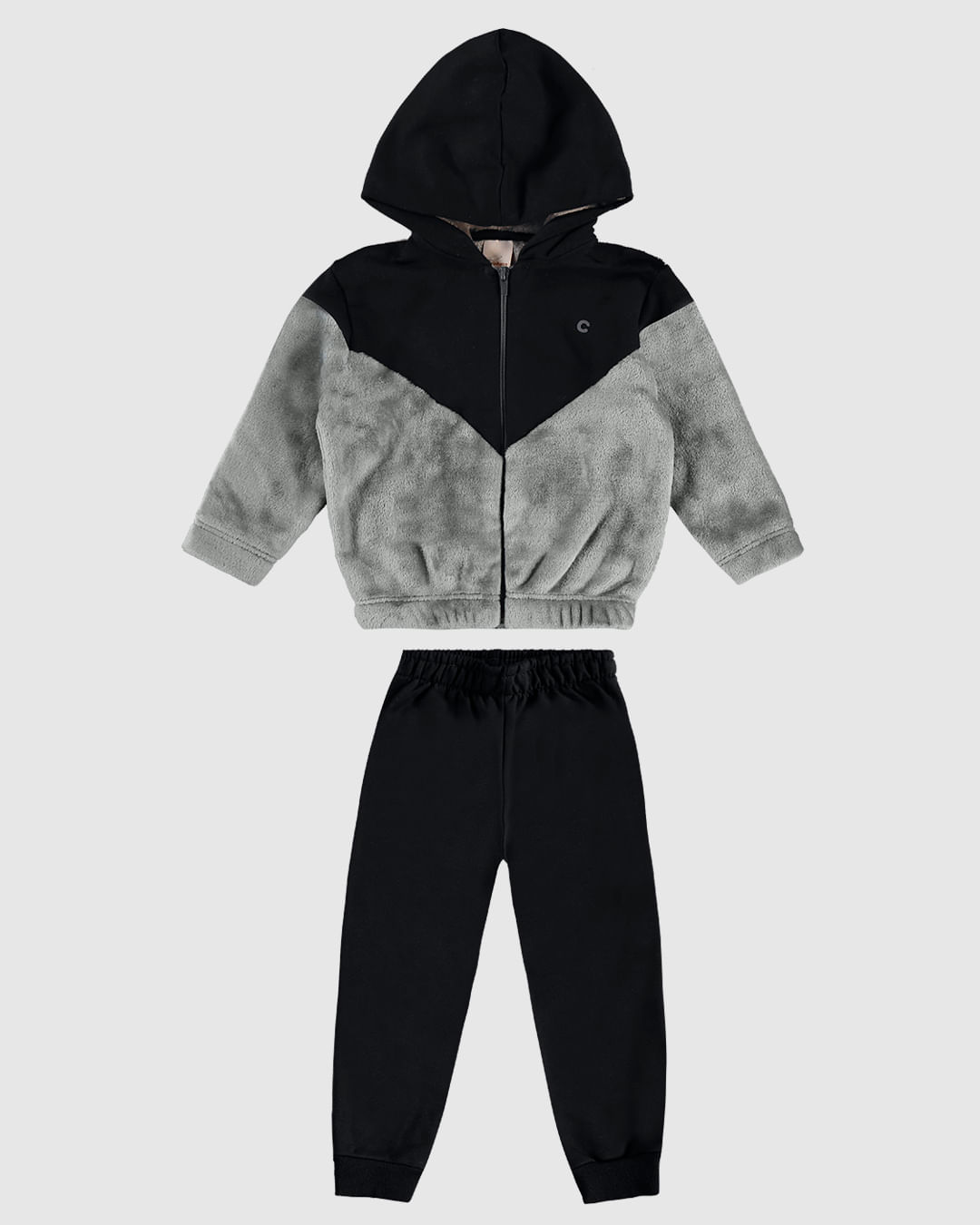 Conjunto Menino Jaqueta Bicolor Com Capuz Em Pelúcia - Carinhoso - Imagem 11