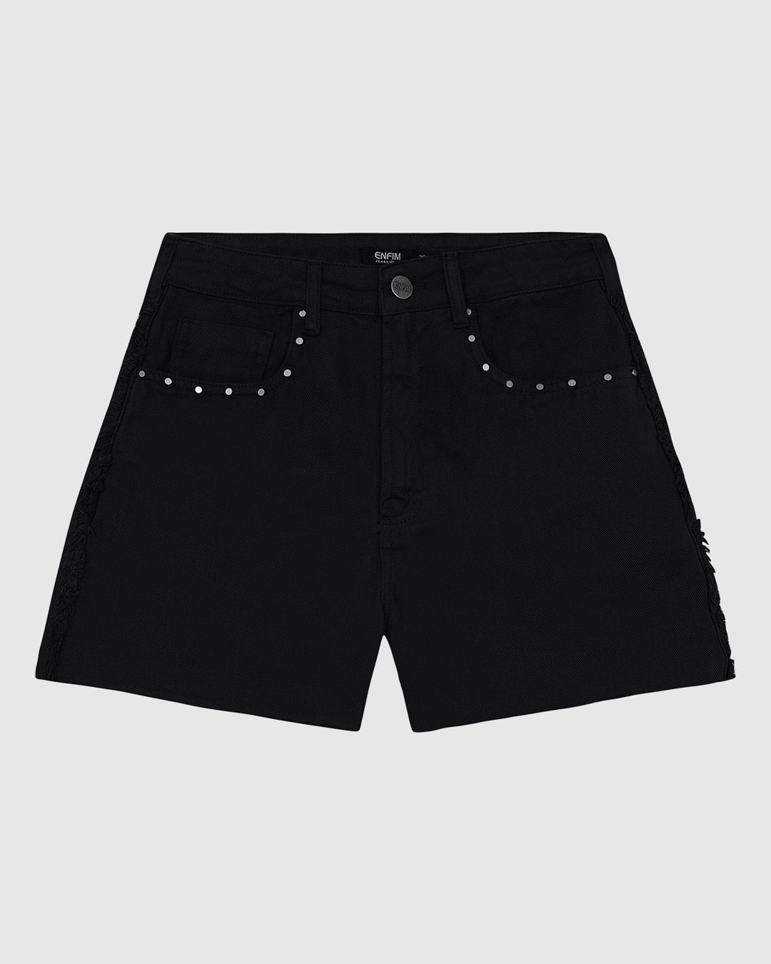 Shorts Feminino Cintura Alta Lateral Desfiada Em Jeans 100% Algodão - ENFIM - Imagem 5