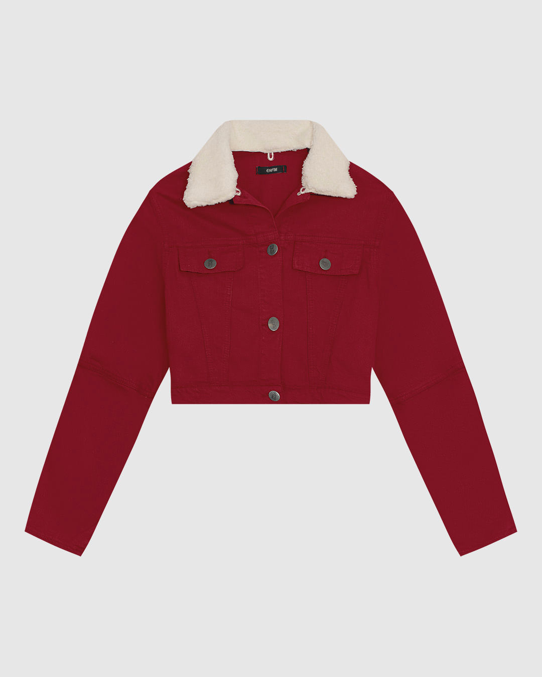 Jaqueta Cropped Feminina Gola Pelo Removível Em Sarja Com Elastano - ENFIM - Imagem 3
