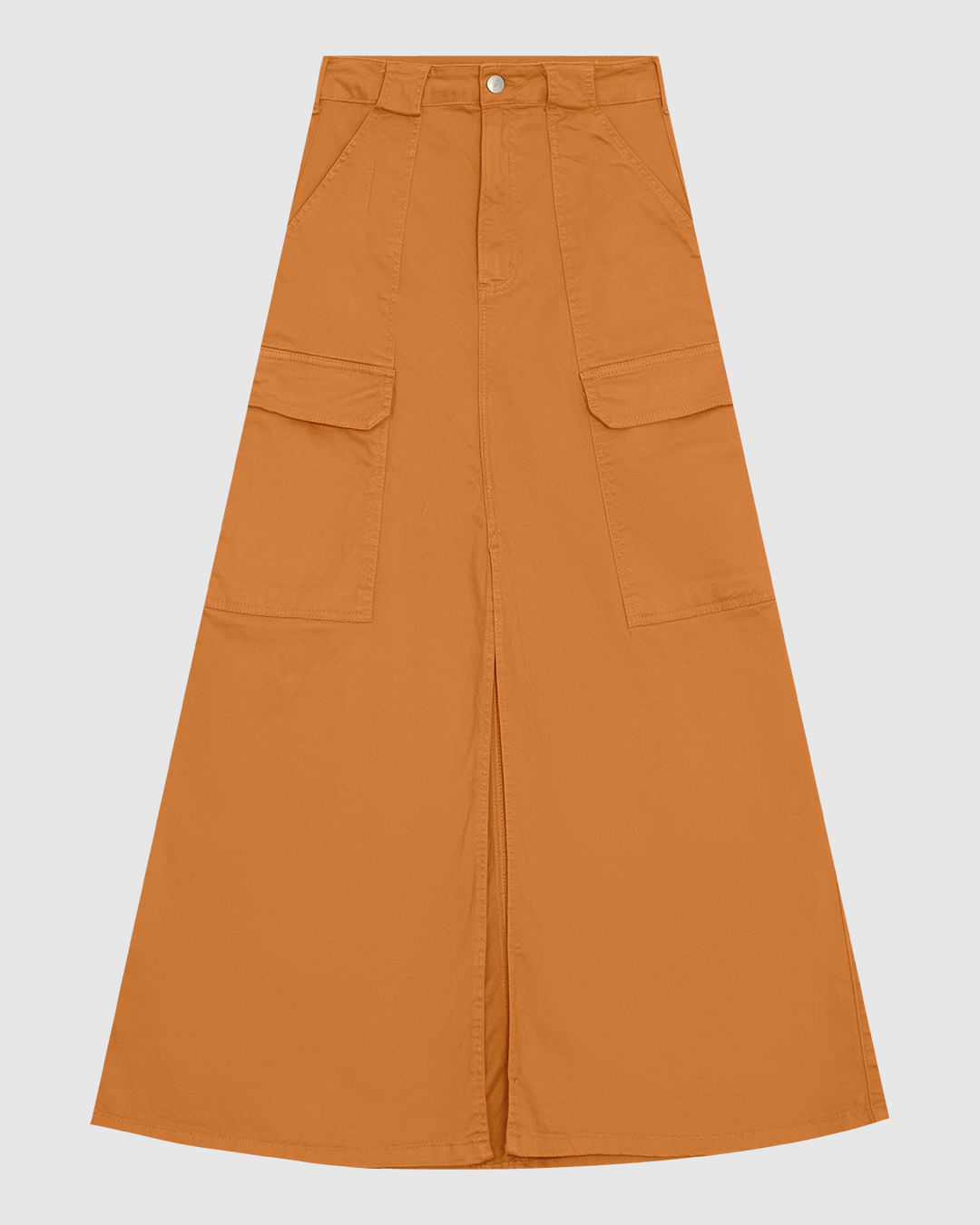 Saia Midi Feminina Cargo Fenda Frontal Em Sarja Com Elastano - ENFIM - Imagem 8