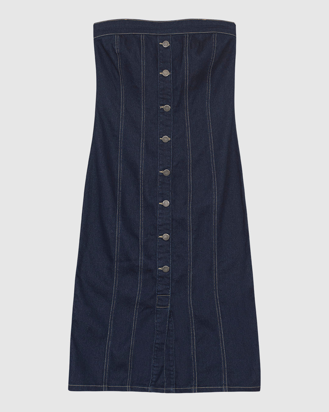 Vestido Midi Feminino Sem Alças Em Jeans Com Elastano - ENFIM - Imagem 5