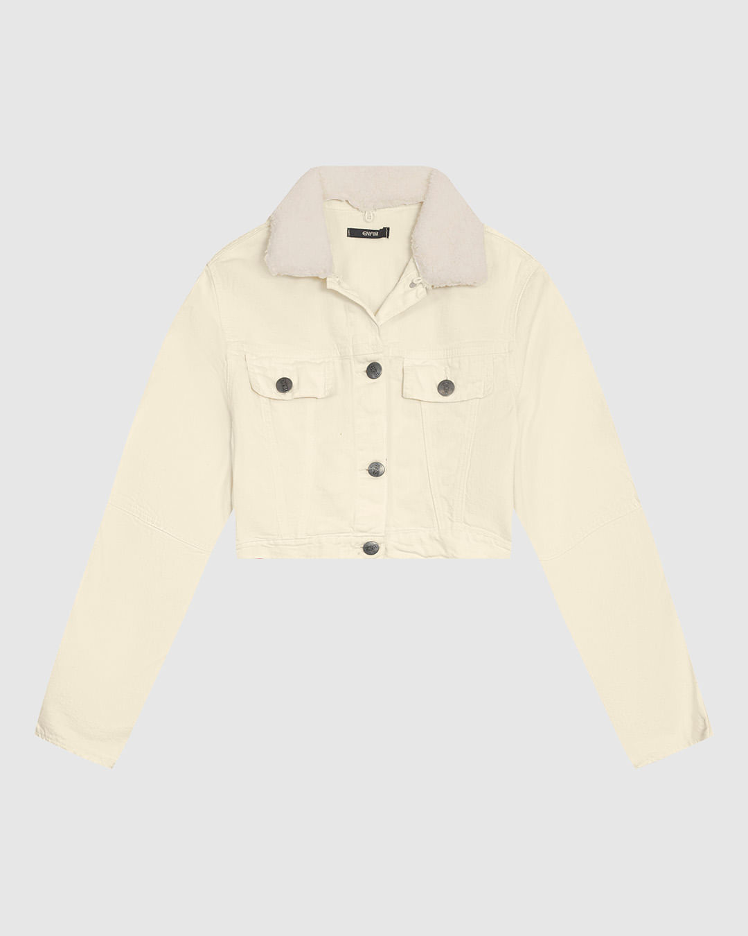 Jaqueta Cropped Feminina Gola Pelo Removível Em Sarja Com Elastano - ENFIM - Imagem 5