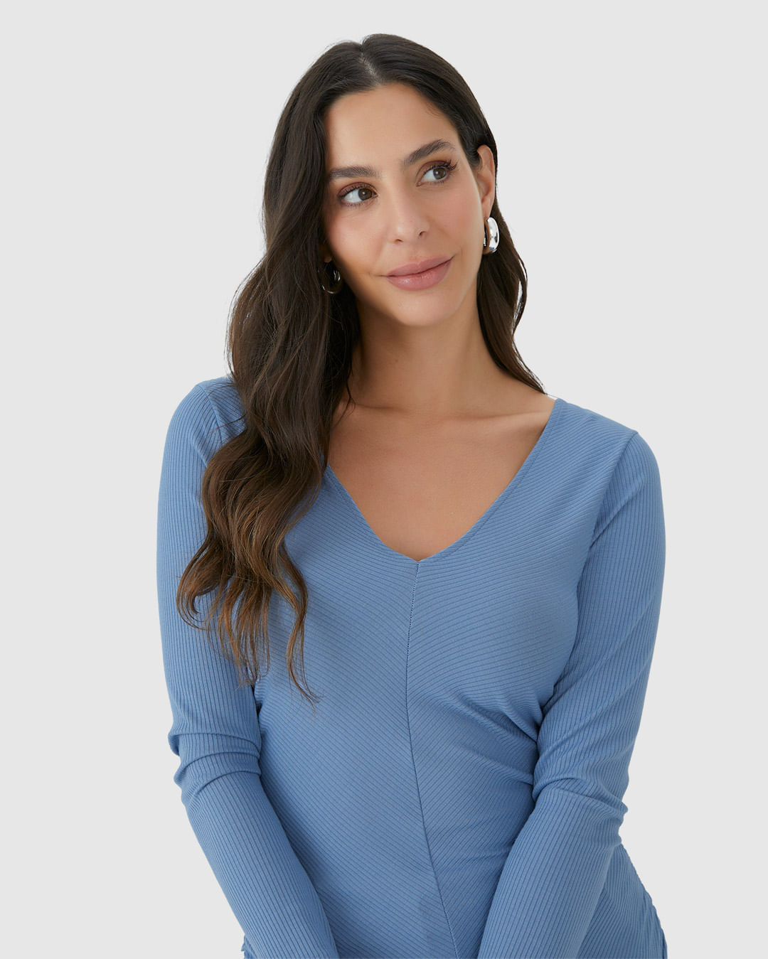 Blusa Justa Feminina Duas Formas De Uso Em Malha Viscose Canelada - Imagem 2