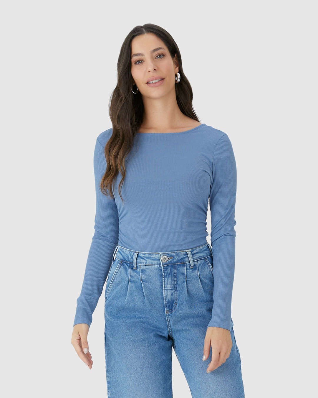 Blusa Justa Feminina Duas Formas De Uso Em Malha Viscose Canelada - Imagem 22