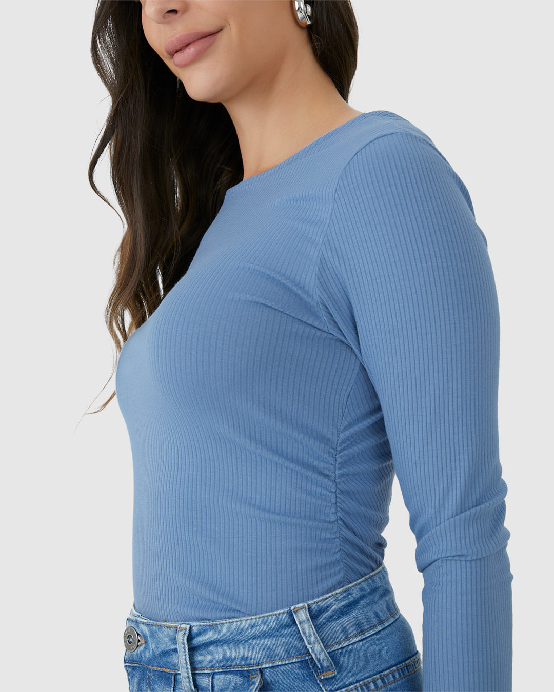 Blusa Justa Feminina Duas Formas De Uso Em Malha Viscose Canelada - Imagem 29