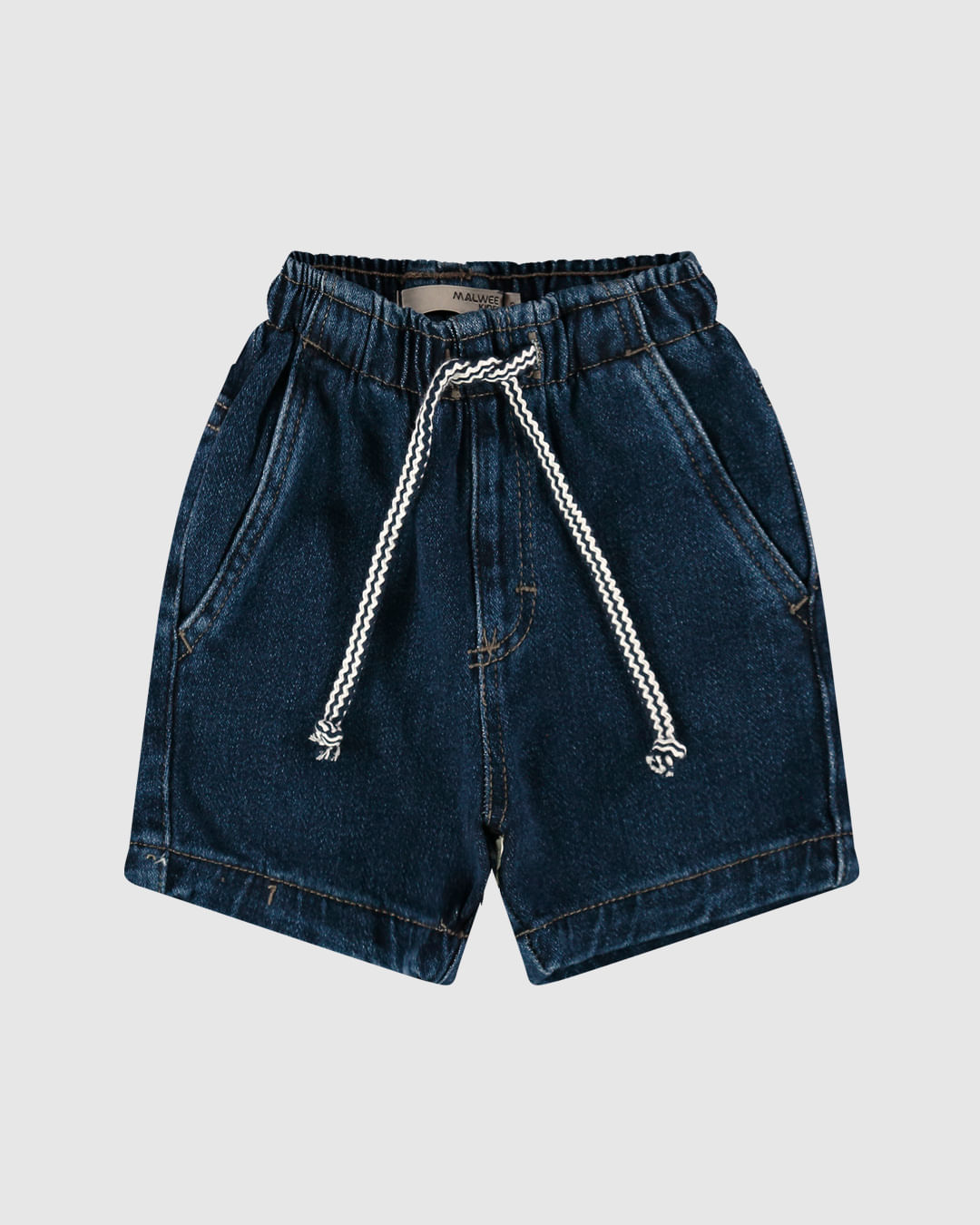 Bermuda Infantil Masculina em Jeans Moletom com Cadarço Frontal Malwee Kids