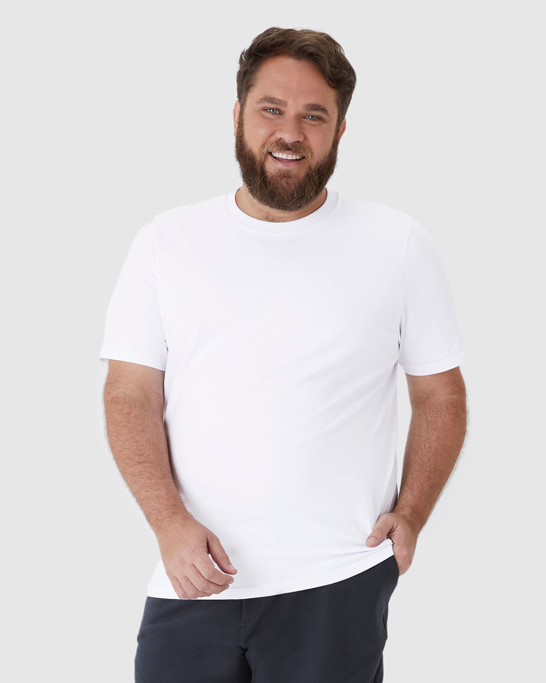 Camiseta Básica Masculina Plus Size Regular Em Algodão - Imagem 6