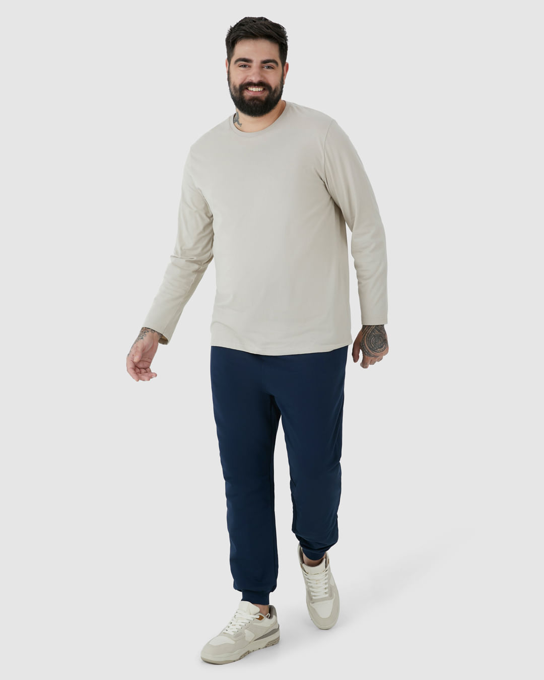 Calça Básica Masculina Plus Size Jogger Em Moletom