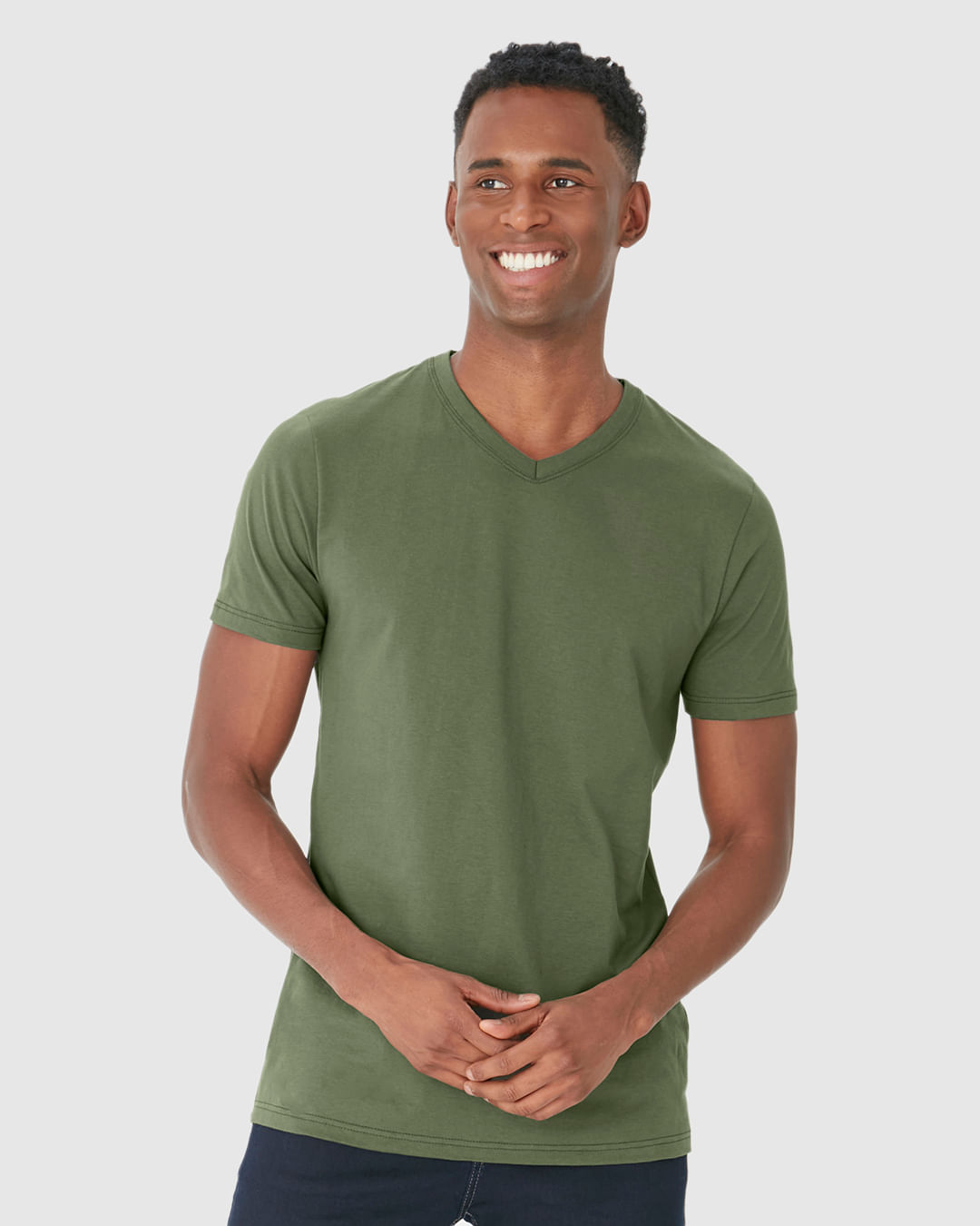 Camiseta Básica Masculina Gola V Em Algodão - Imagem 6