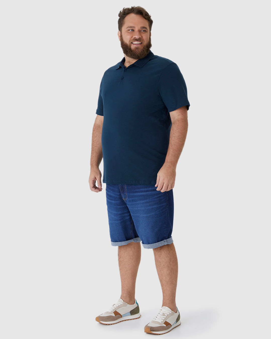 Camisa Polo Básica Masculina Plus Size Em Piquet Stretch - Imagem 17