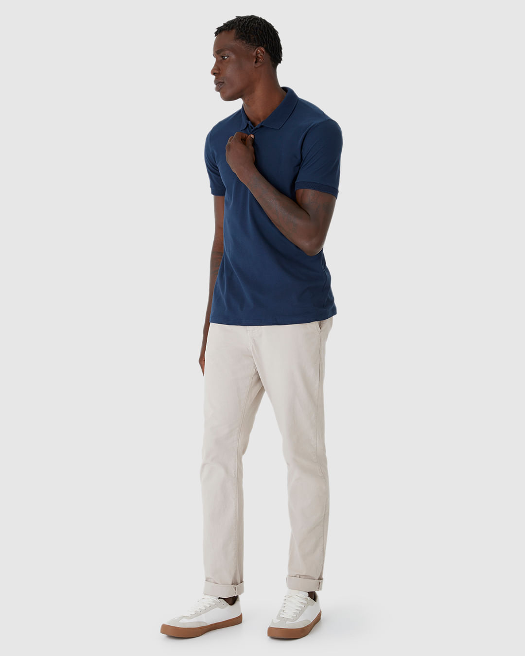 Camisa Polo Básica Masculina Gola Esporte Piquet Stretch - Imagem 2