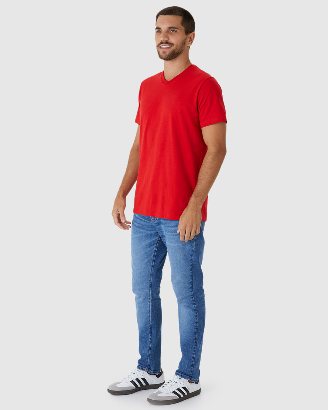 Camiseta Básica Masculina Gola V Em Algodão - Imagem 2