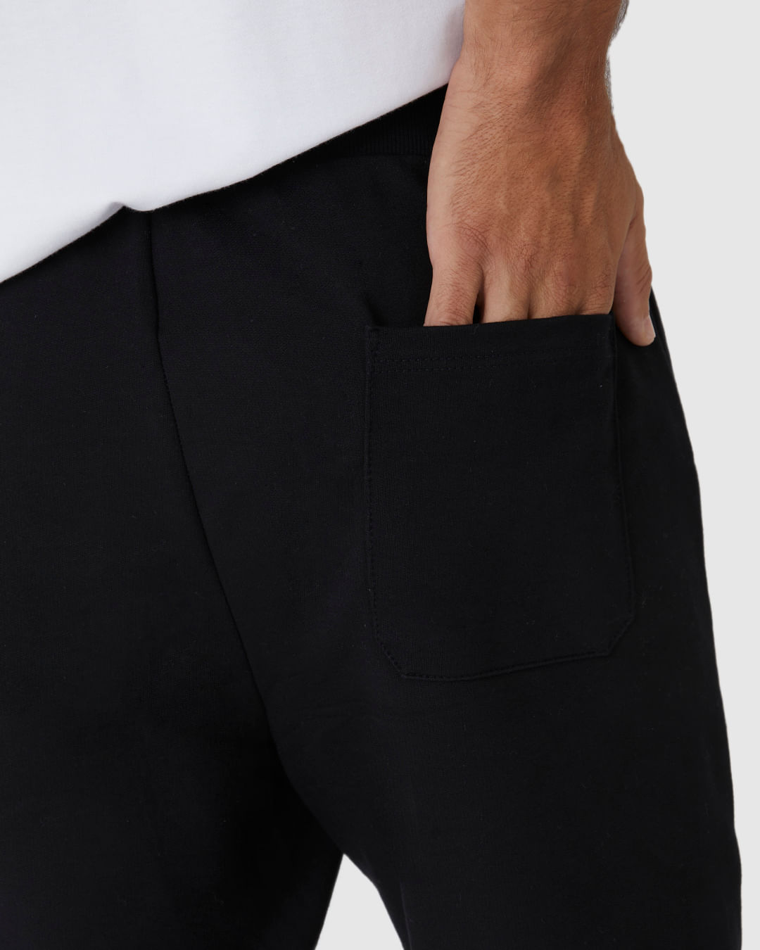 Bermuda Básica Masculina Cintura Média Em Moletom Sem Flanela - Imagem 3