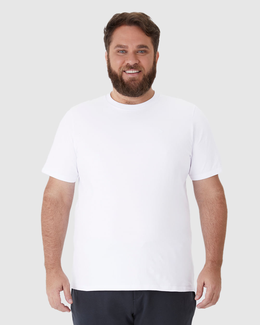 Camiseta Básica Masculina Plus Size Regular Em Algodão - Imagem 4