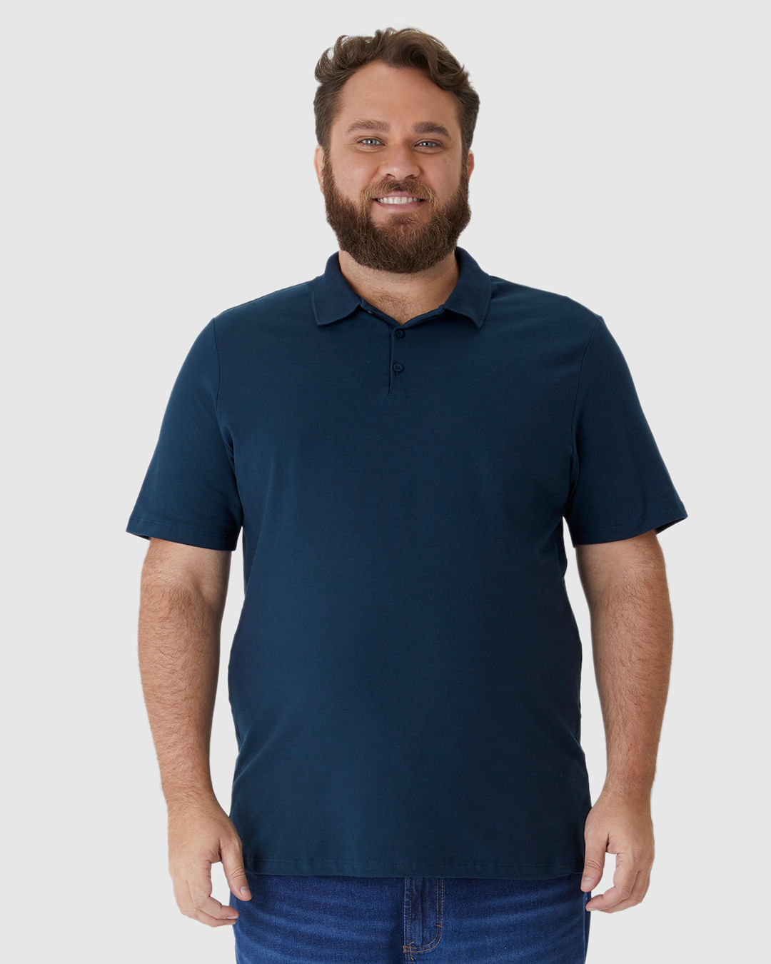 Camisa Polo Básica Masculina Plus Size Em Piquet Stretch - Imagem 24