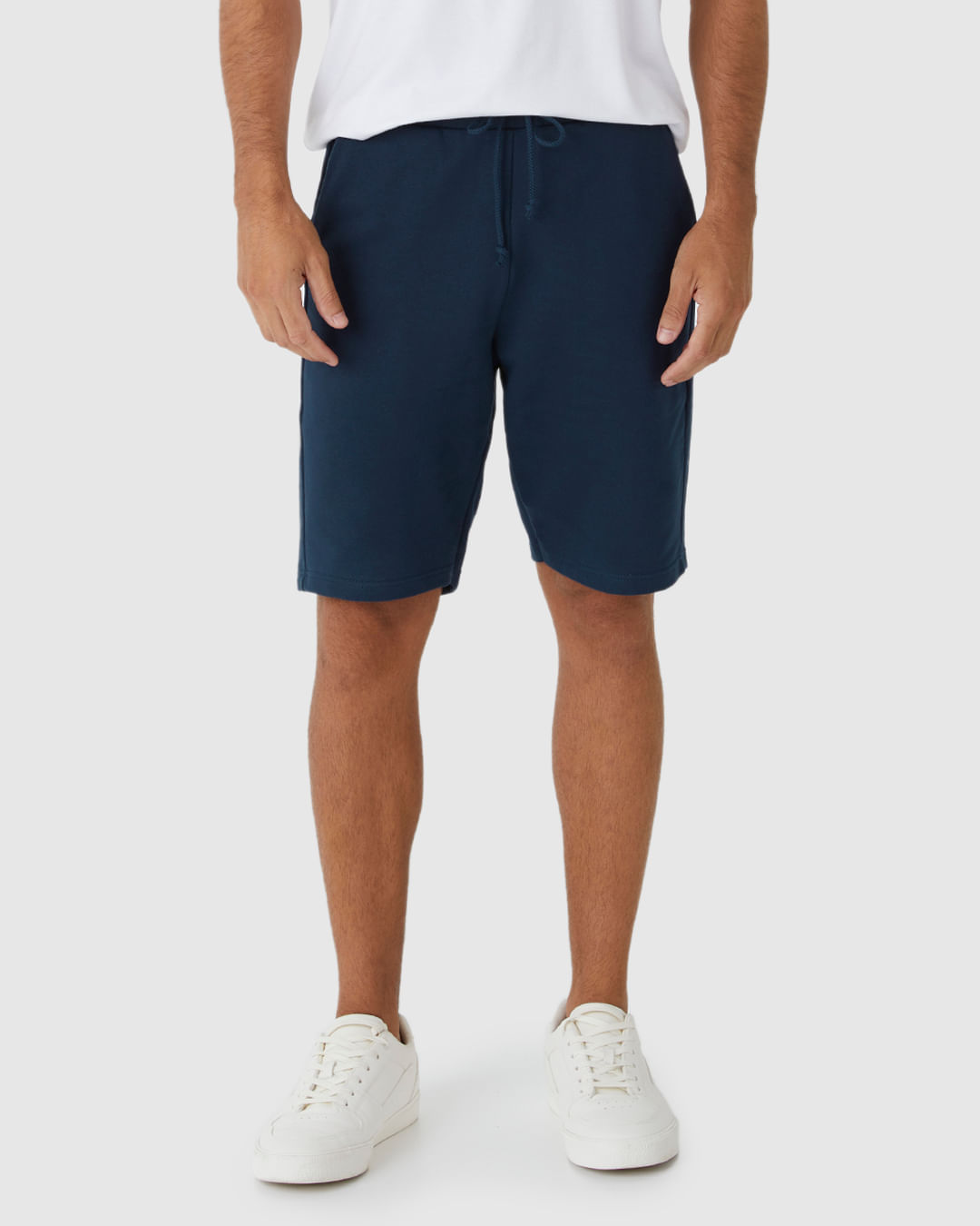 Bermuda Básica Masculina Cintura Média Em Moletom Sem Flanela - Imagem 19