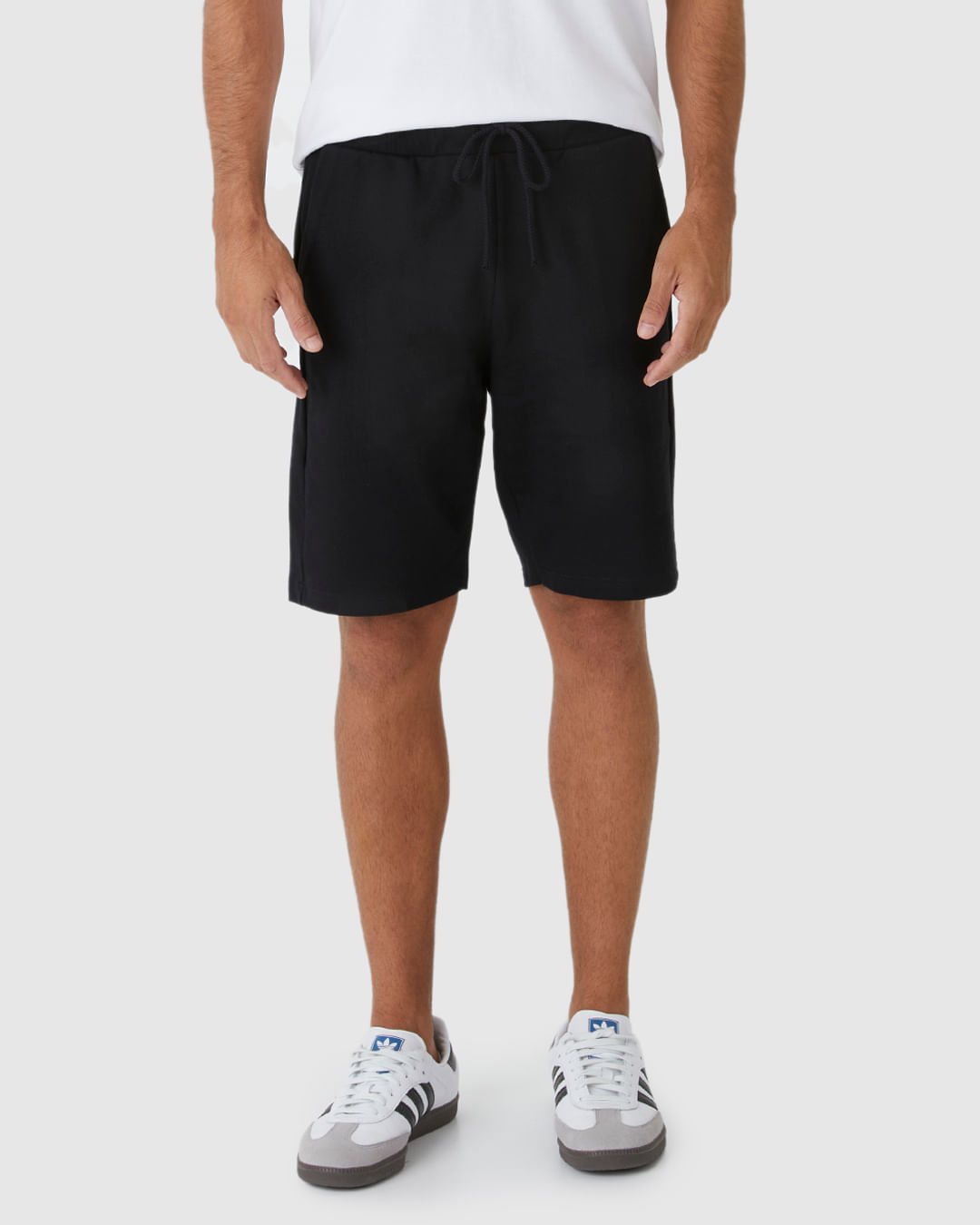 Bermuda Básica Masculina Cintura Média Em Moletom Sem Flanela - Imagem 24