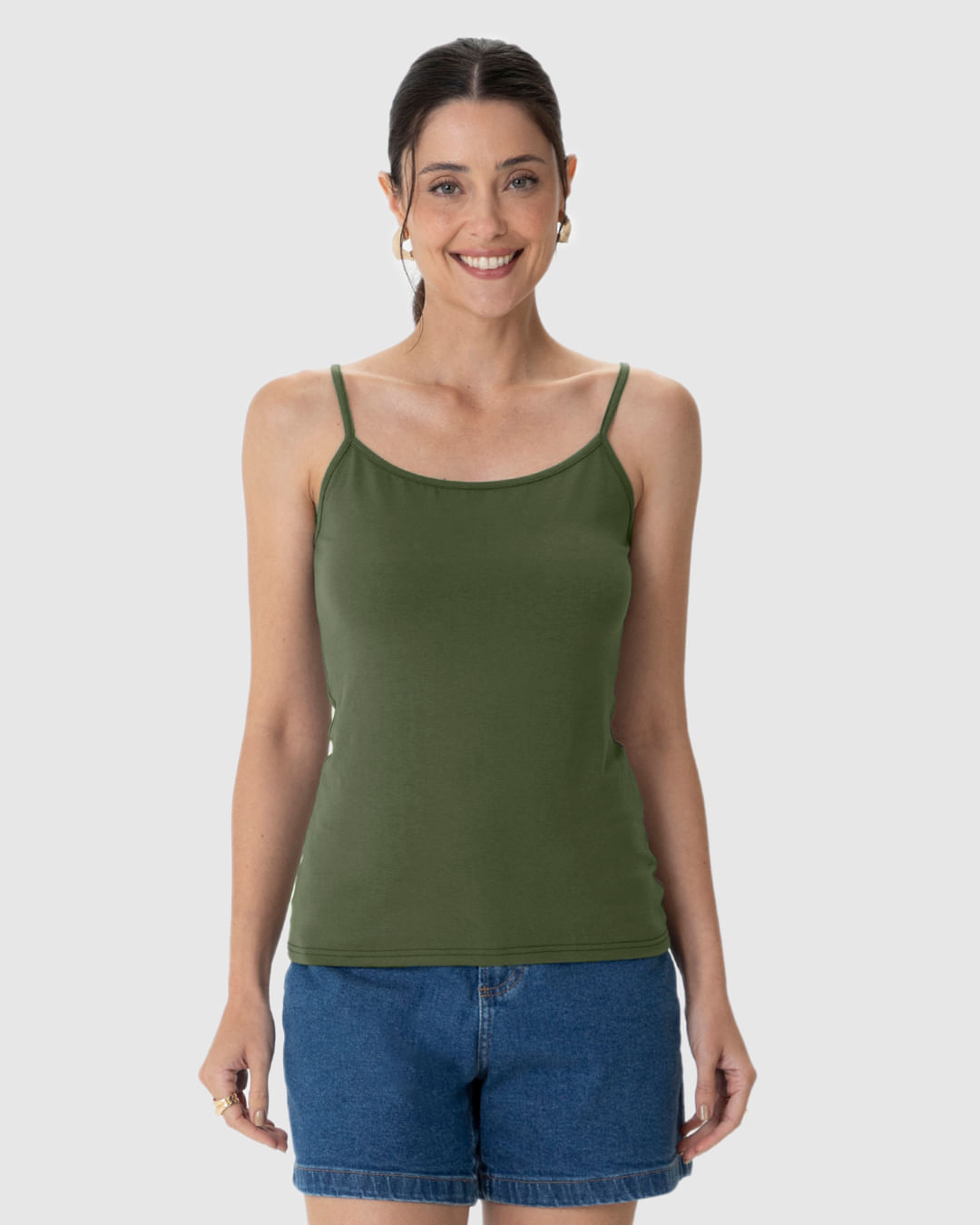 Regata Básica Feminina Alça Fina Em Algodão - Imagem 29